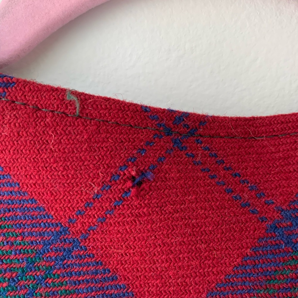 Vintage 70s Plaid Sleeveless Wool Maxi Pinafore Dress - Picture 4 of 6